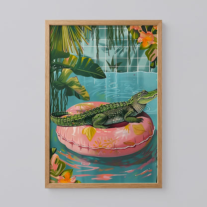 Alligator on a Pool Float Print