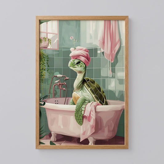 Turtle in The Bathtub Bathroom Art