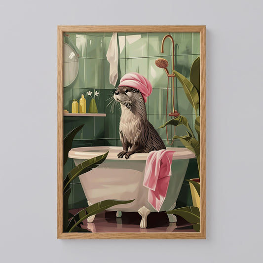 Otter in The Bathtub Bathroom Print