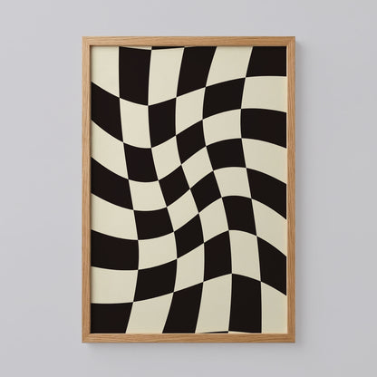 Black and Cream Checkered Art Print