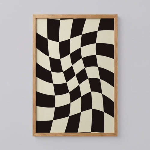 Black and Cream Checkered Art Print