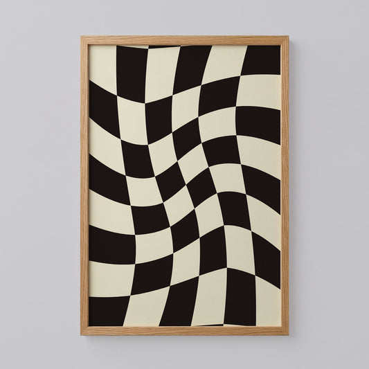 Black and Cream Checkered Art Print