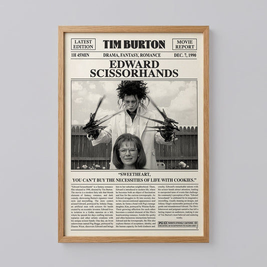 Edward Scissorhands Newspaper Movie Poster