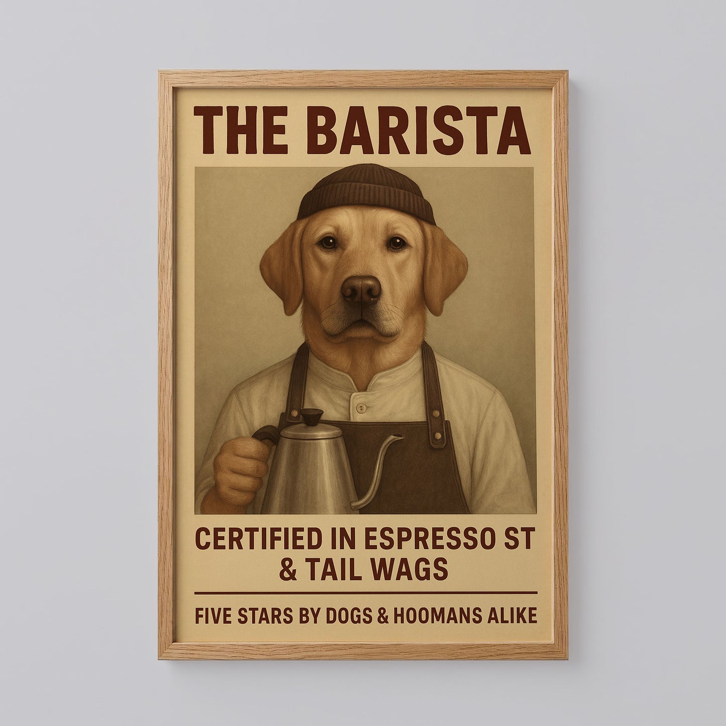 Barista Pet Portrait in Coffee Shop Poster