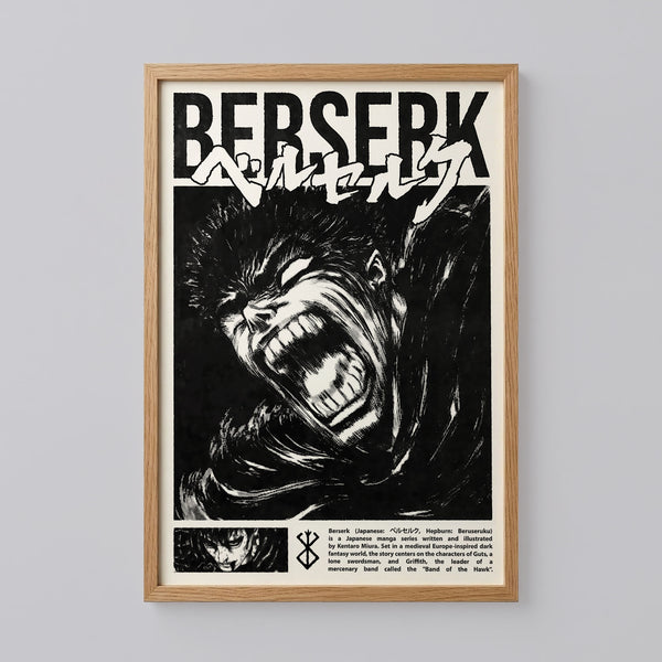 Black and White Berserk Manga Panel Art Print
