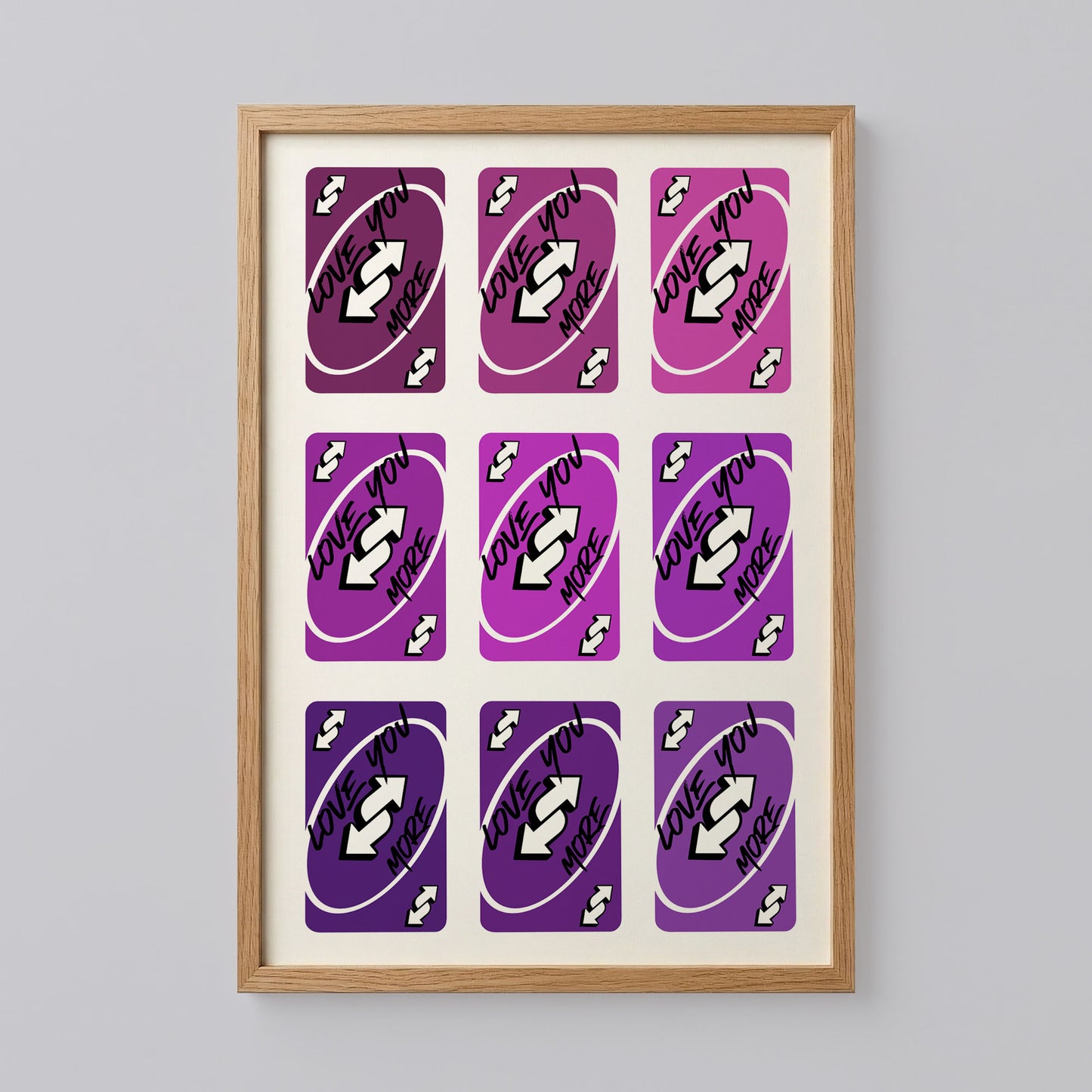 Love You More Uno Reverse Card Wall Art