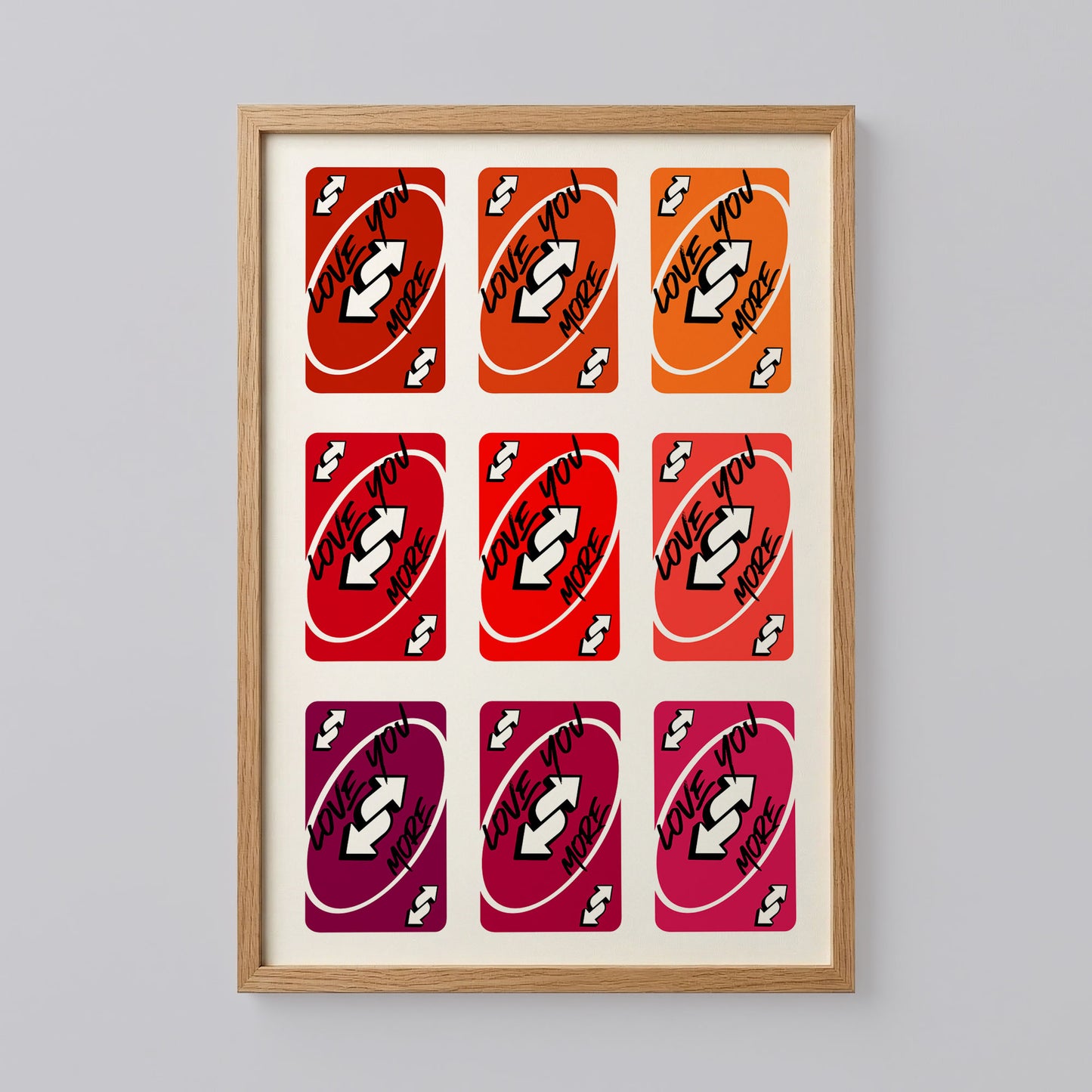 Love You More Uno Style Card Poster