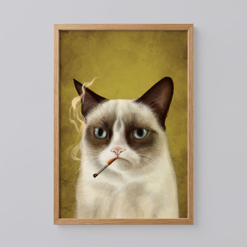 Cat Smoking A Cigar Art Print