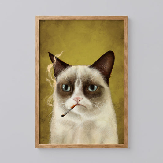 Cat Smoking A Cigar Art Print