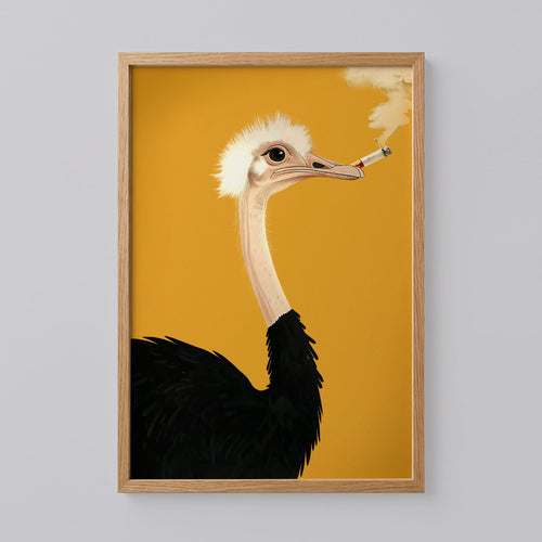 Ostrich Smorking Art Print