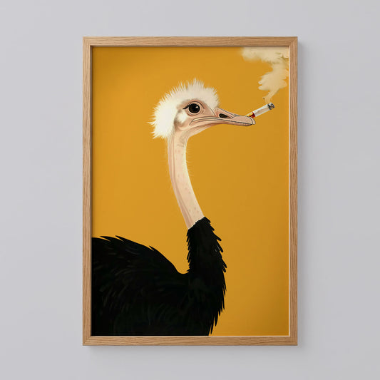 Ostrich Smorking Art Print