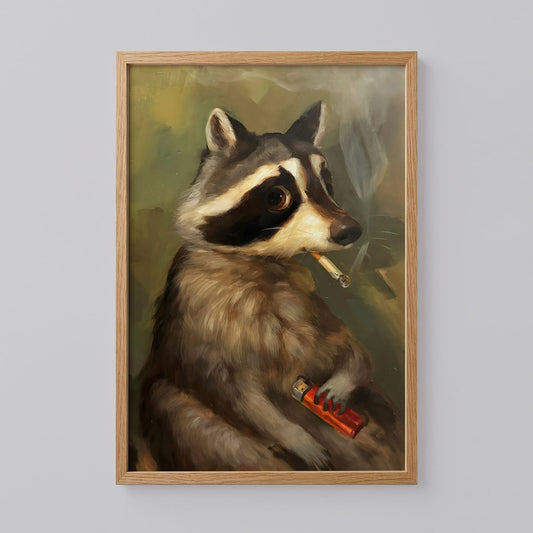 Raccoon Smoking Poster