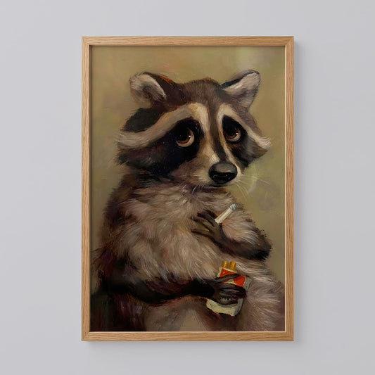 Raccoon Smoking Poster