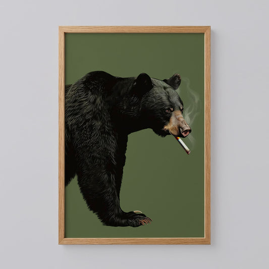 Funny Bear with Cigarette Poster