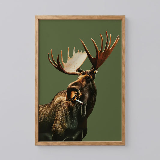 Funny Moose Smoking Poster