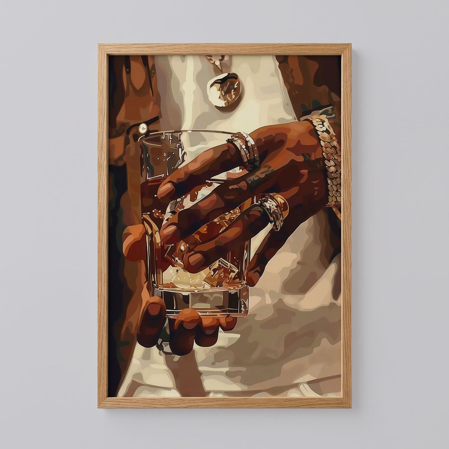 Whiskey Glass with Hand and Jewelry Poster