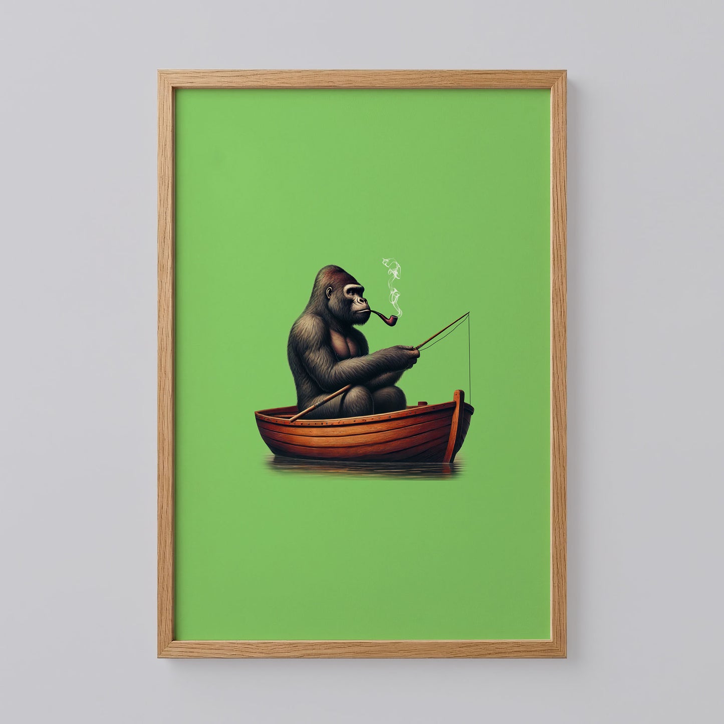 Fishing Gorilla in Red Canoe Art