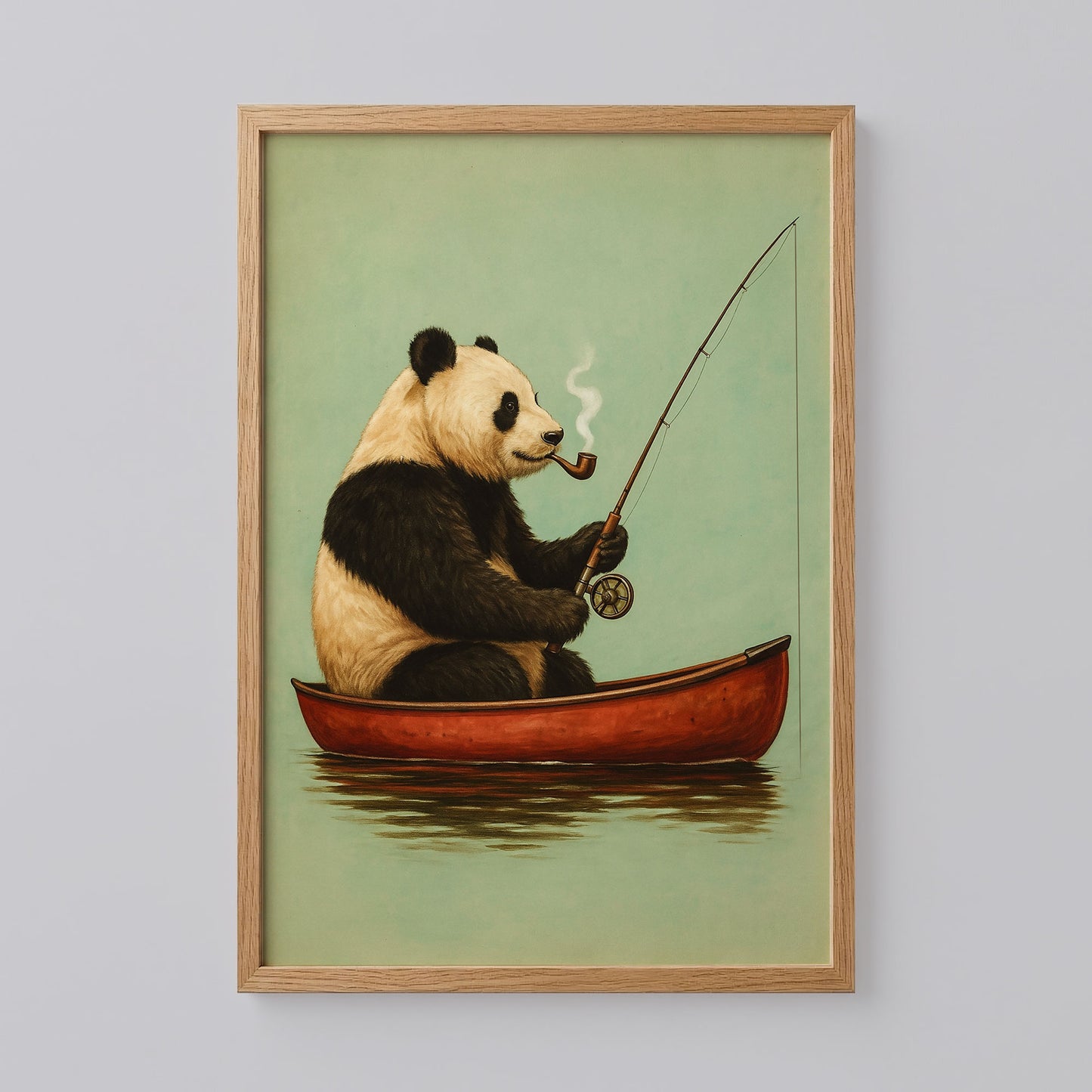 Bear Fishing in Red Canoe Poster