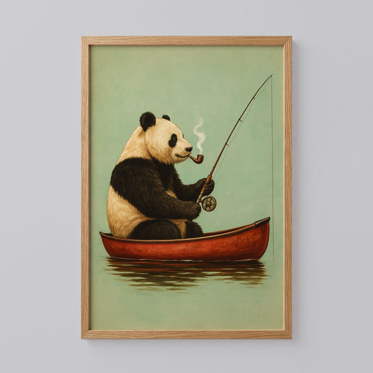 Bear Fishing in Red Canoe Poster