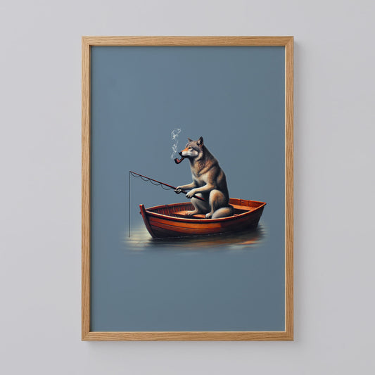 Funny Dog Fishing Poster