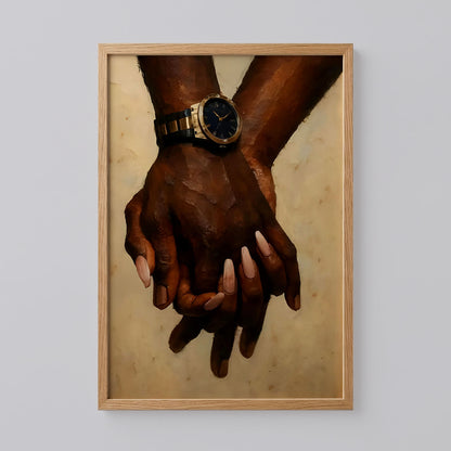 Black Couple Holding Hands Poster