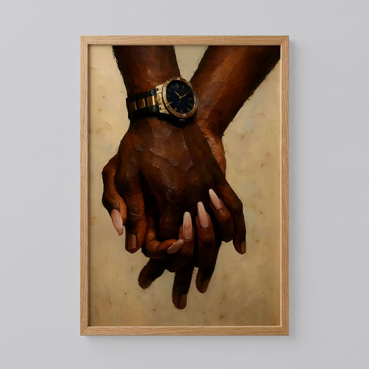 Black Couple Holding Hands Poster