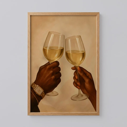 Elegant Cheers Black Couple Holding Hands Wall Art