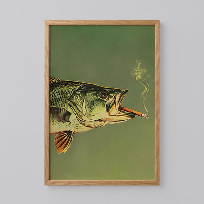 Smoking Largemouth Bass Wall Art