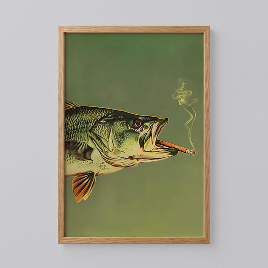 Smoking Largemouth Bass Wall Art