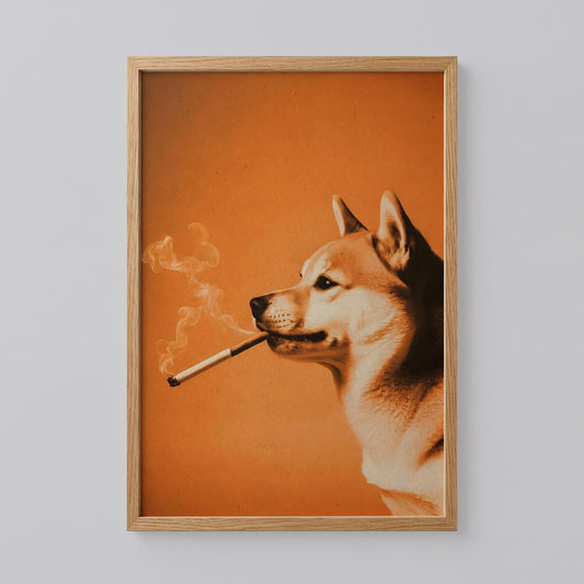 Dog Smoking a Cigarette Poster