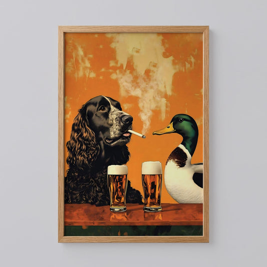 Vintage Springer Spaniel And A Mallard Poster