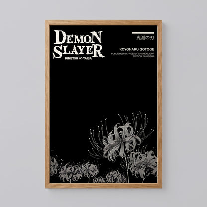 Kimetsu No Yaiba Black and White Spider Lily Vertical Poster