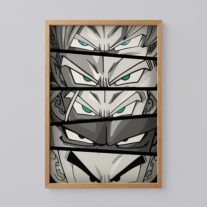 Dragon Ball Z Eyes Heroes BW Poster