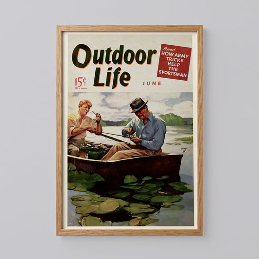Vintage Fishing Poster Angler in Boat