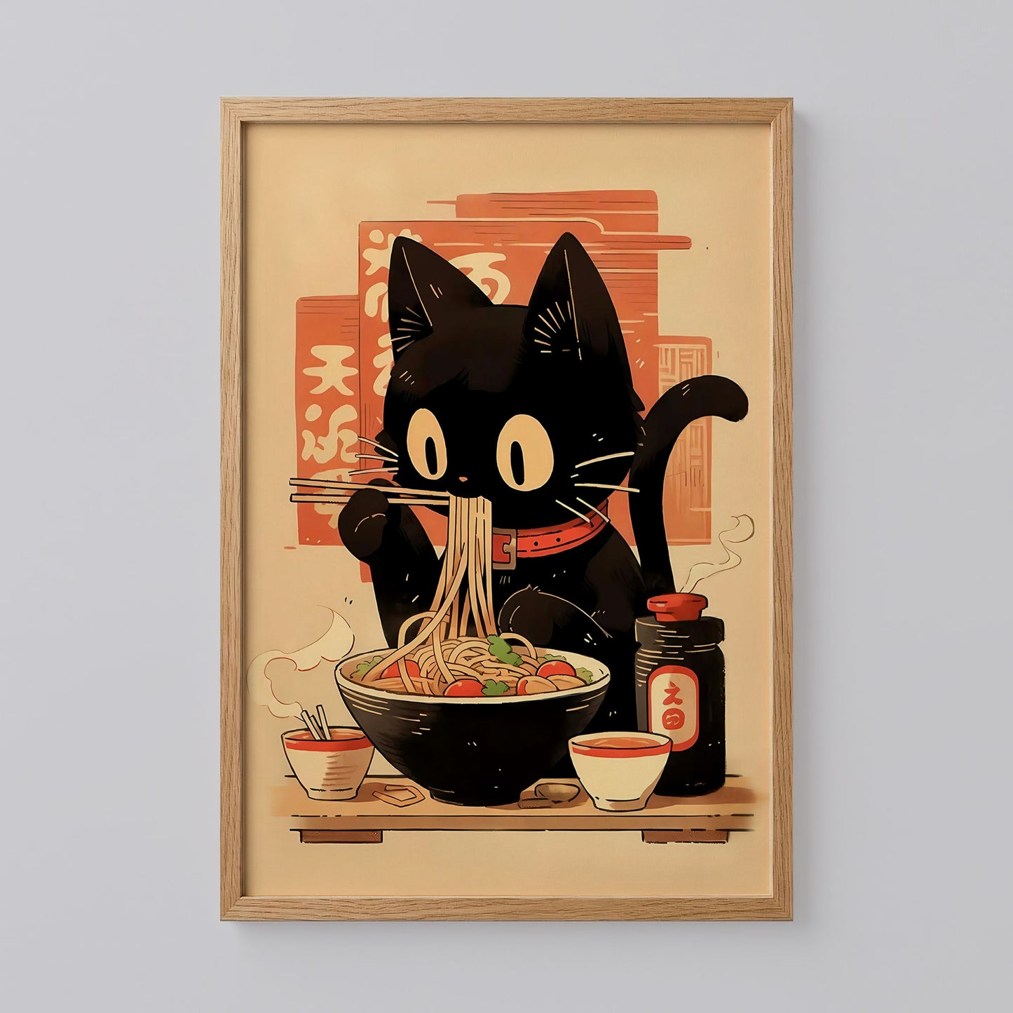 Hungry Black Cat Ramen Poster