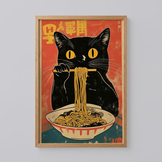 Black Cat Japanese Food Wall Art