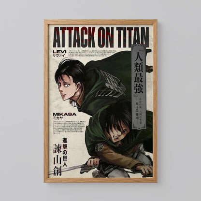 Attack on Titan Levi and Mikasa Ackerman Poster