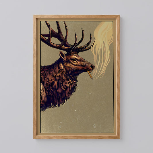 Funny Elk Drinking Smoking Poster