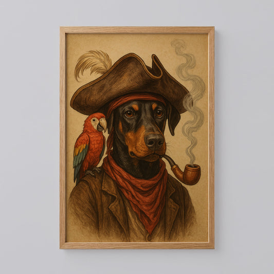 Doberman Cowboy Hat Print Art
