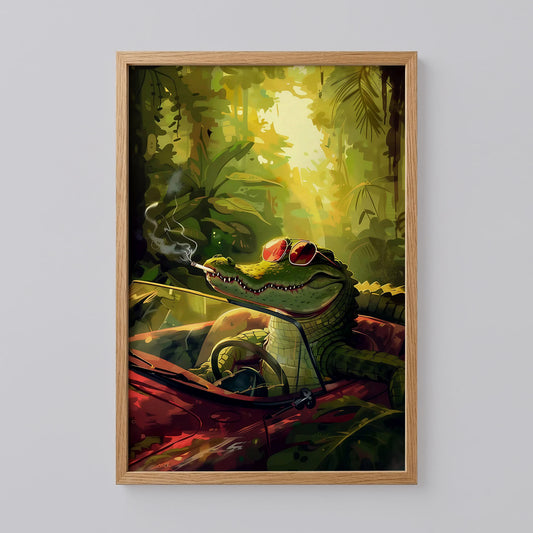 A Crocodile Swerving In The Swamp Poster