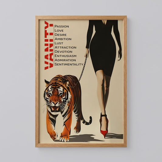 Vintage Woman Walking a Tiger Poster