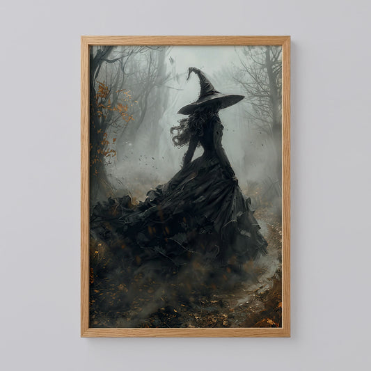 Foggy Halloween Witch Autumn Woodland Art