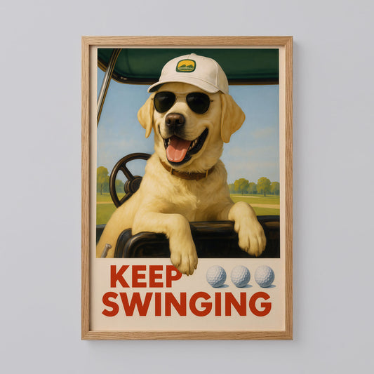Golden Retriever Golf Art Print