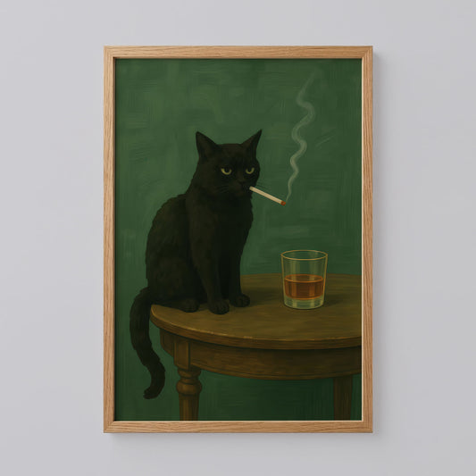 Smoking Black Cat Poster