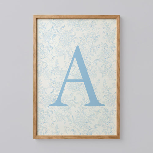Blue Floral Initial Letter A Art