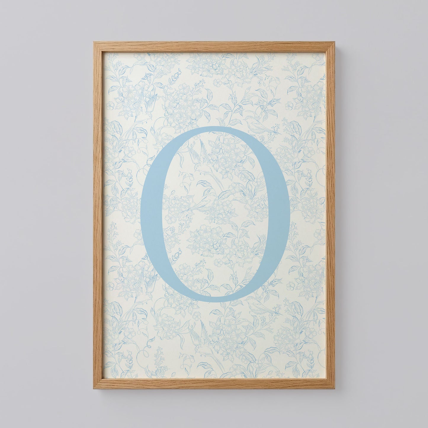 Blue Floral Initial Letter O Poster