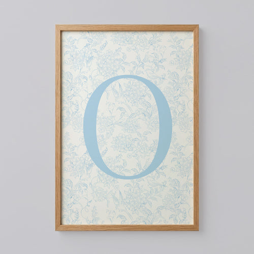 Blue Floral Initial Letter O Poster
