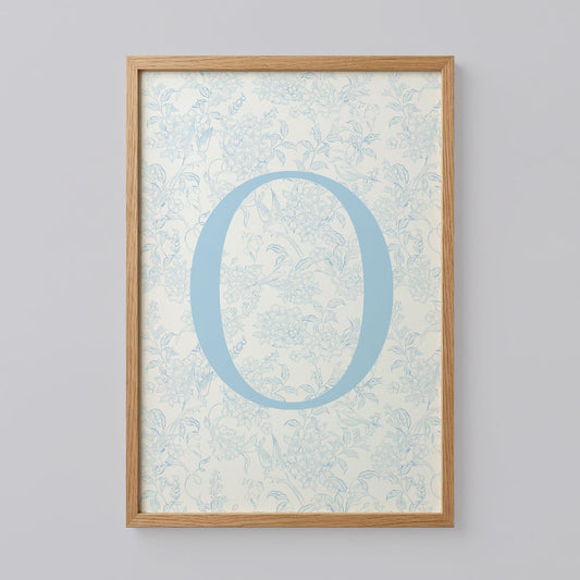 Blue Floral Initial Letter O Poster