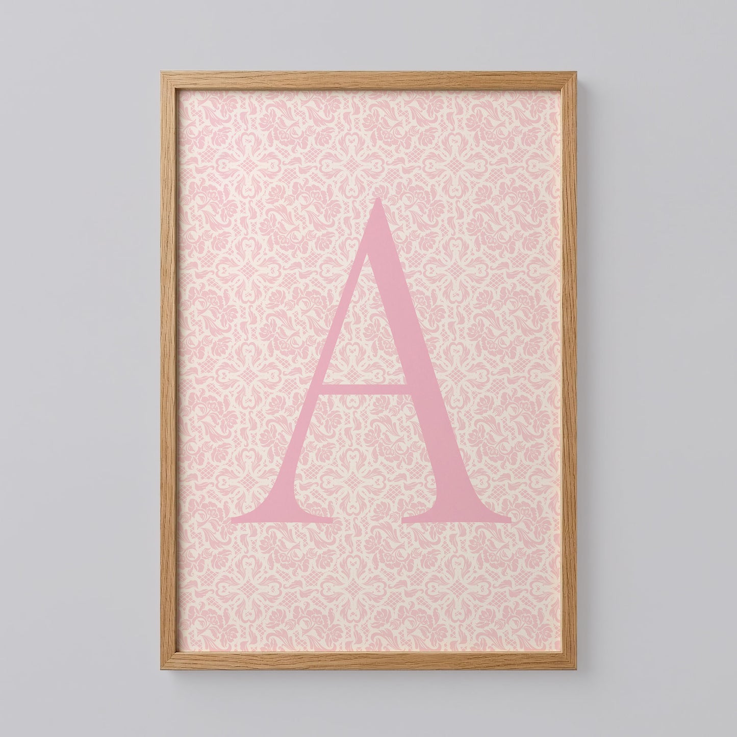 Pink Floral Initial Letter A Art