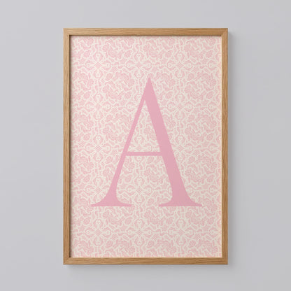 Pink Floral Initial Letter A Art
